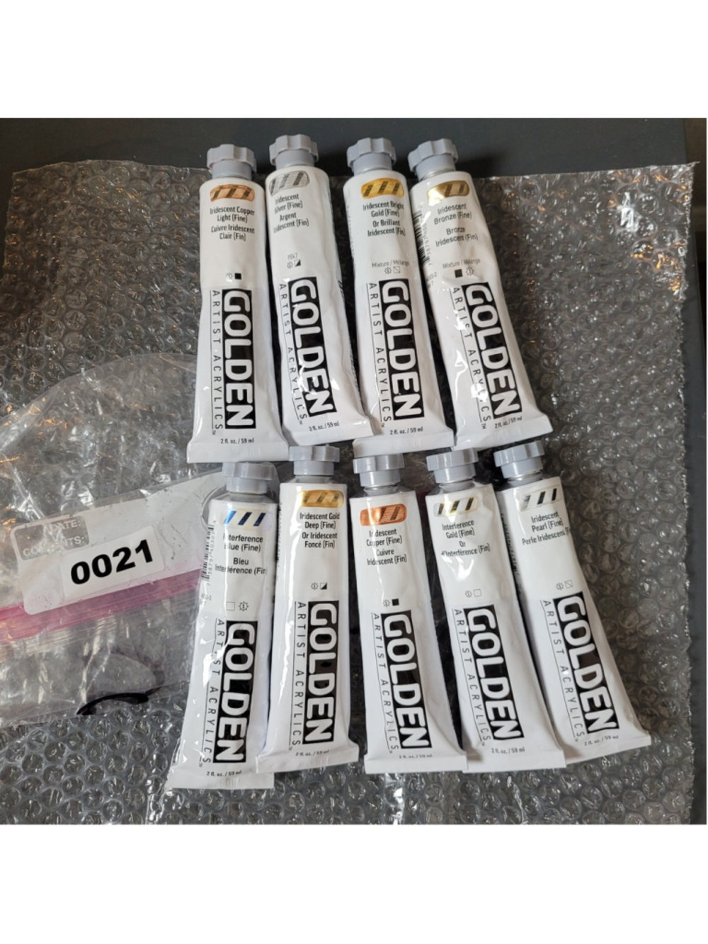 #21 Golden Heavy Body Acrylic 2oz Paint Lot Of 9 Colors New/Sealed.